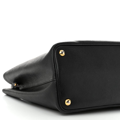 Prada Saffiano Cuir Medium Double Bag Black Fuoco 9 of 11