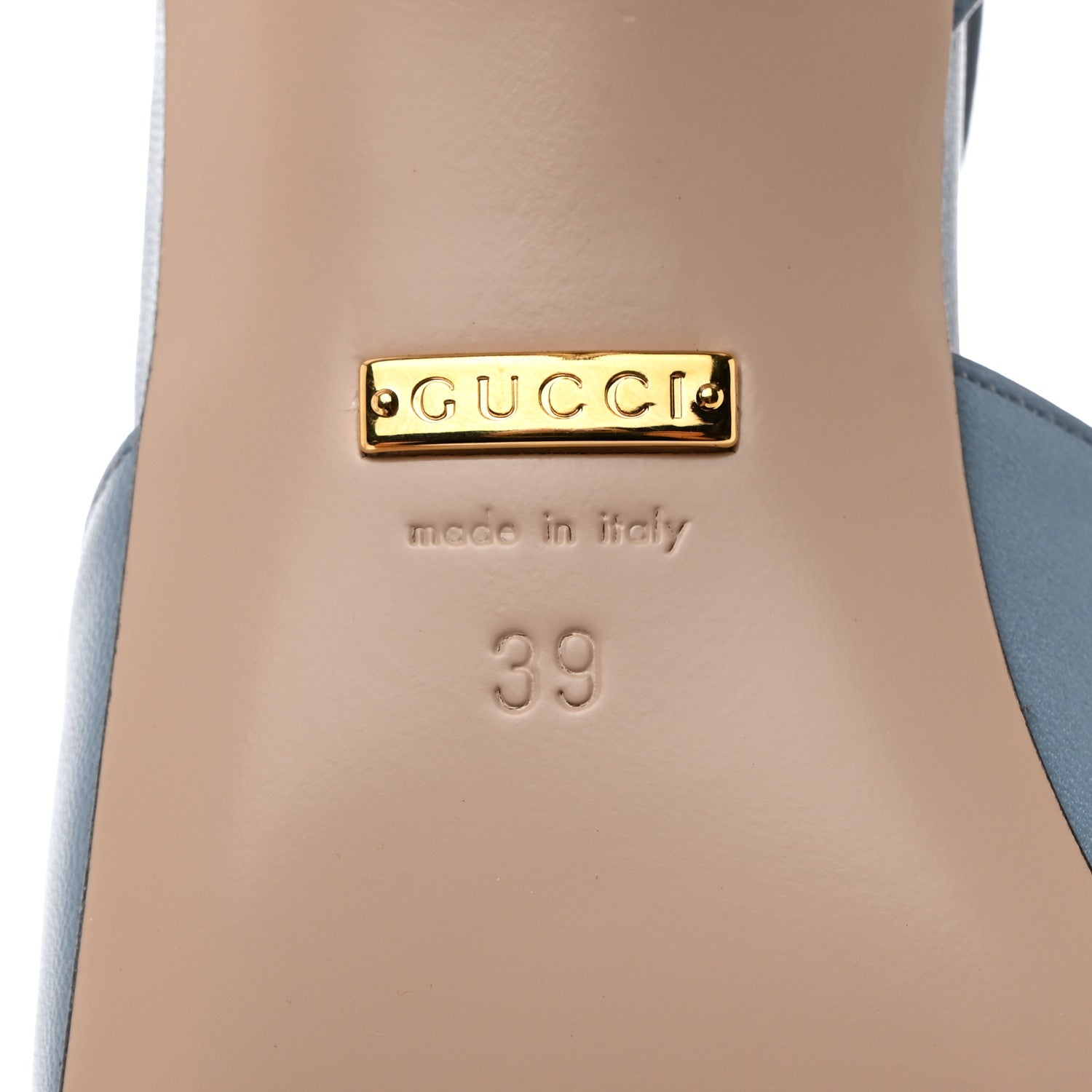 Gucci Malaga Kid Blondie 85mm Slingback Sandals 39 Cloudy Blue 9 of 9