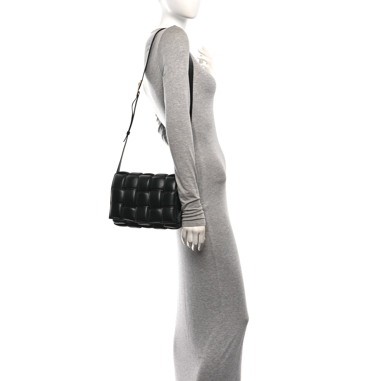 Nappa Maxi Intreccio Padded Cassette Crossbody Bag Black