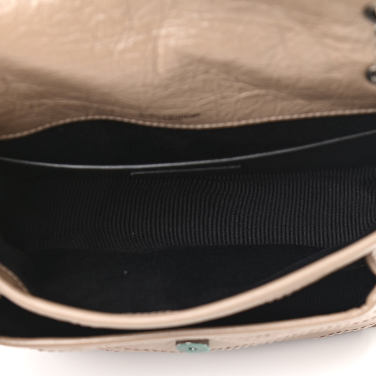Saint Laurent Crinkled Calfskin Matelasse Monogram Baby Niki Chain Satchel Light Taupe 5 of 11