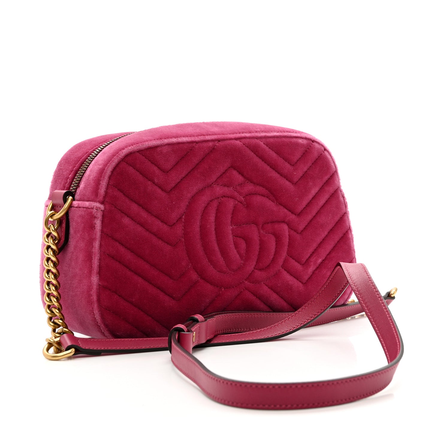 Velvet Matelasse Small GG Marmont Chain Shoulder Bag Light Raspberry Rose