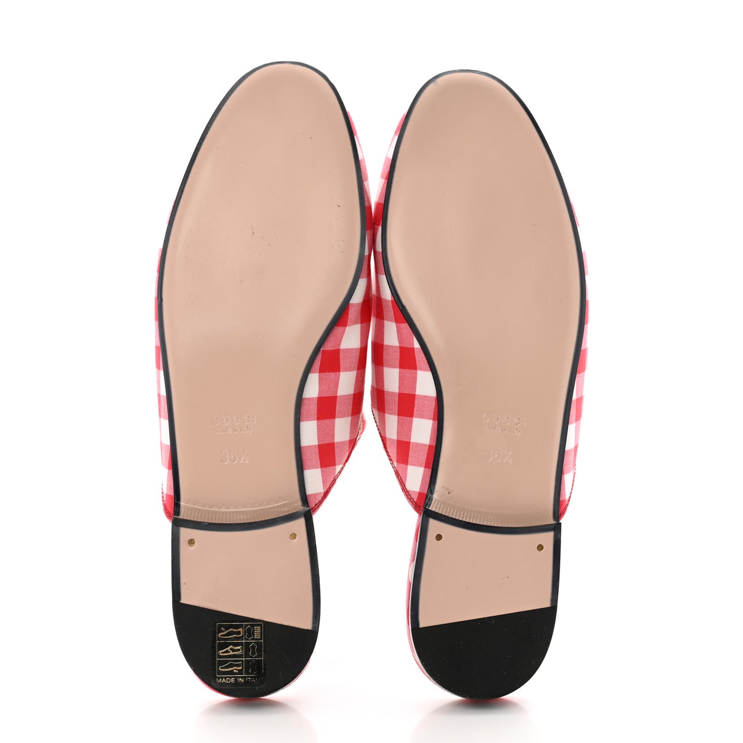 Cotton Gingham Womens Princetown Slippers 36.5 White Red