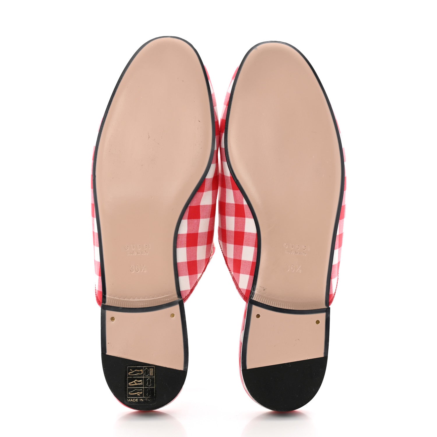 Gucci Cotton Gingham Womens Princetown Slippers 36.5 White Red 6 of 9