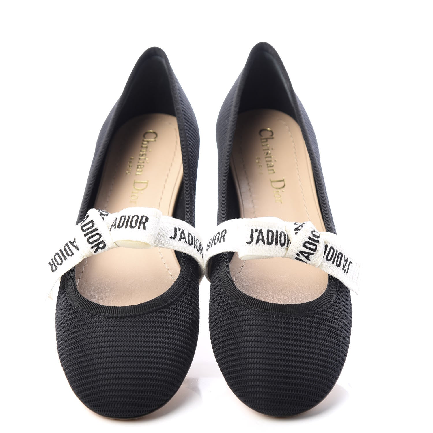 Christian Dior Fabric Ribbon Embroidered J'Adior Ballet Flats 35.5 Black 5 of 11