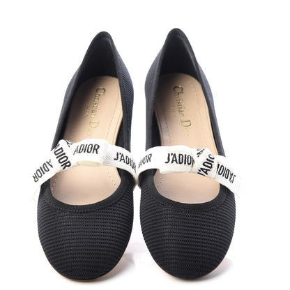 Christian Dior Fabric Ribbon Embroidered J'Adior Ballet Flats 35.5 Black 5 of 11