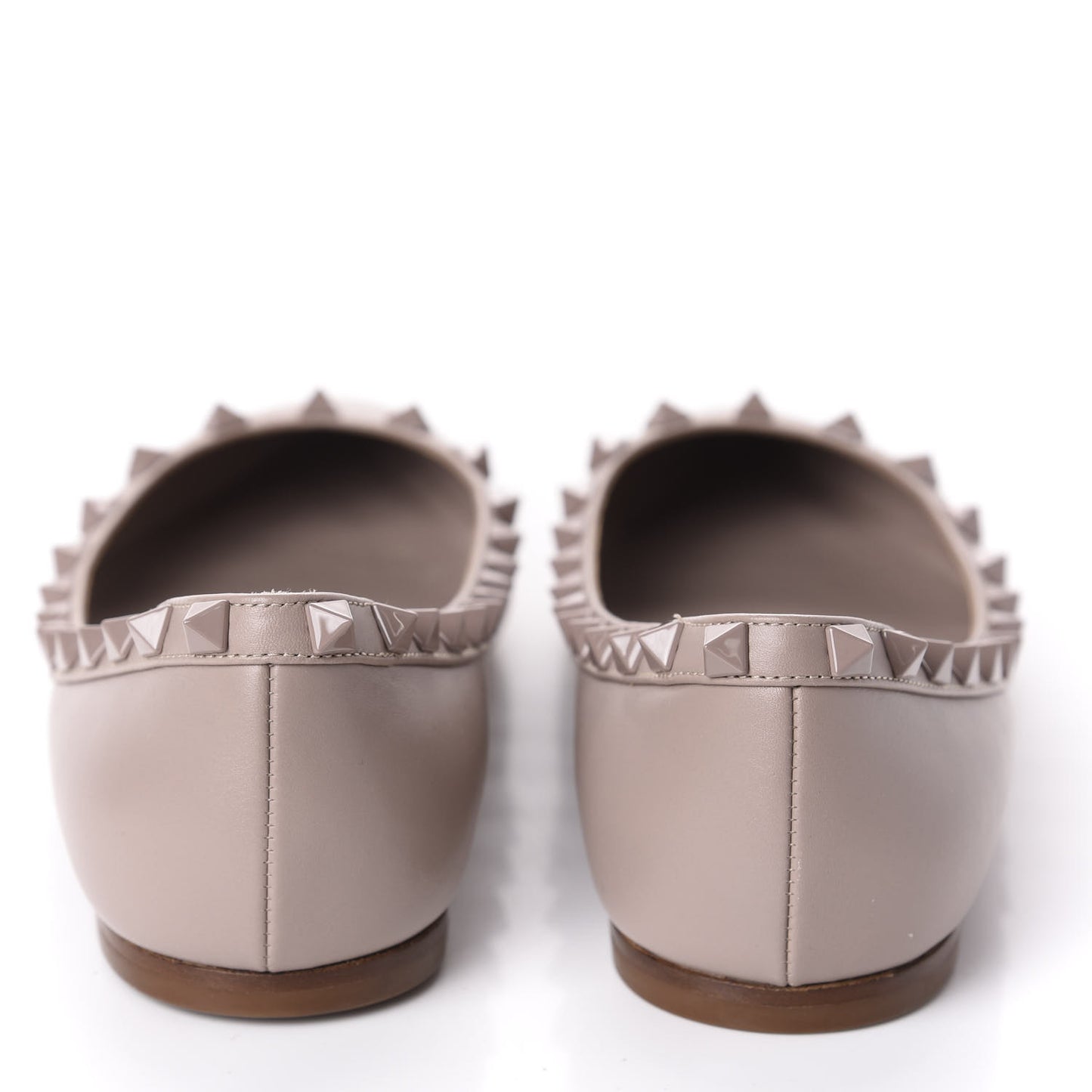 Calfskin Lacquered Monochrome Rockstud Ballerina Flats 38 Poudre