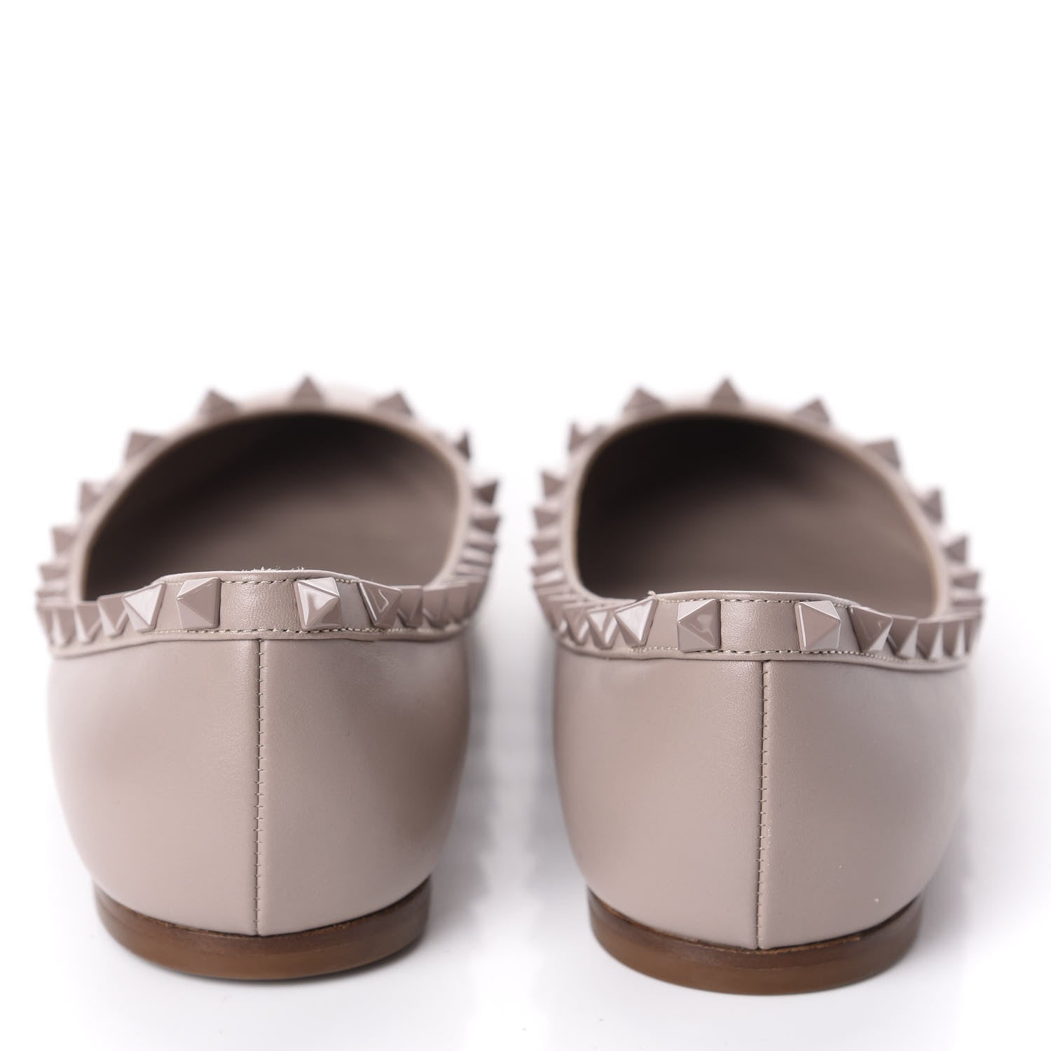 Valentino Garavani Calfskin Lacquered Monochrome Rockstud Ballerina Flats 38 Poudre 6 of 10