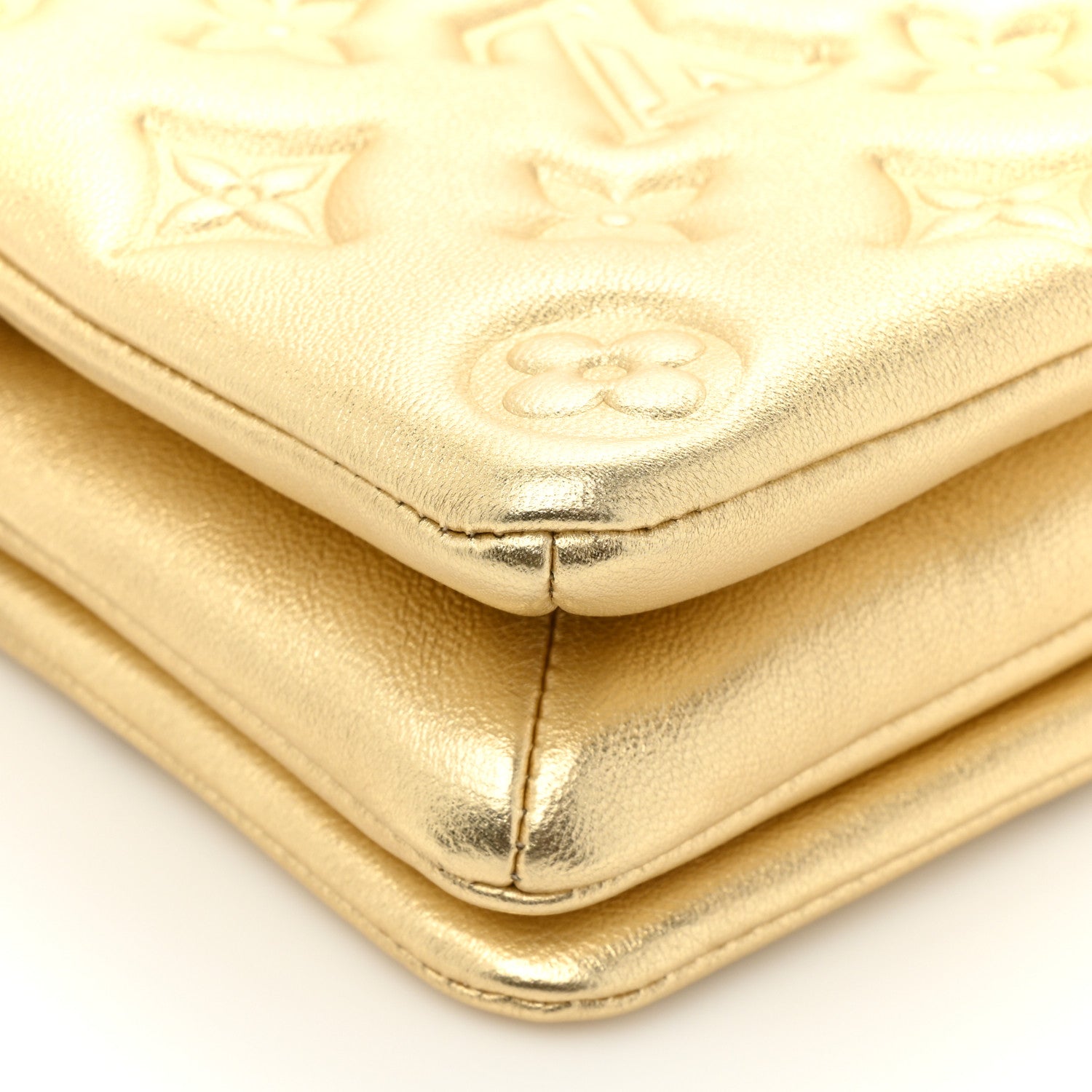 Louis Vuitton Metallic Lambskin Embossed Monogram Pochette Coussin Gold 12 of 13