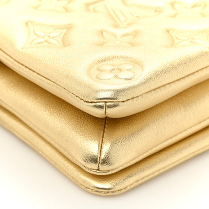 Louis Vuitton Metallic Lambskin Embossed Monogram Pochette Coussin Gold 12 of 13