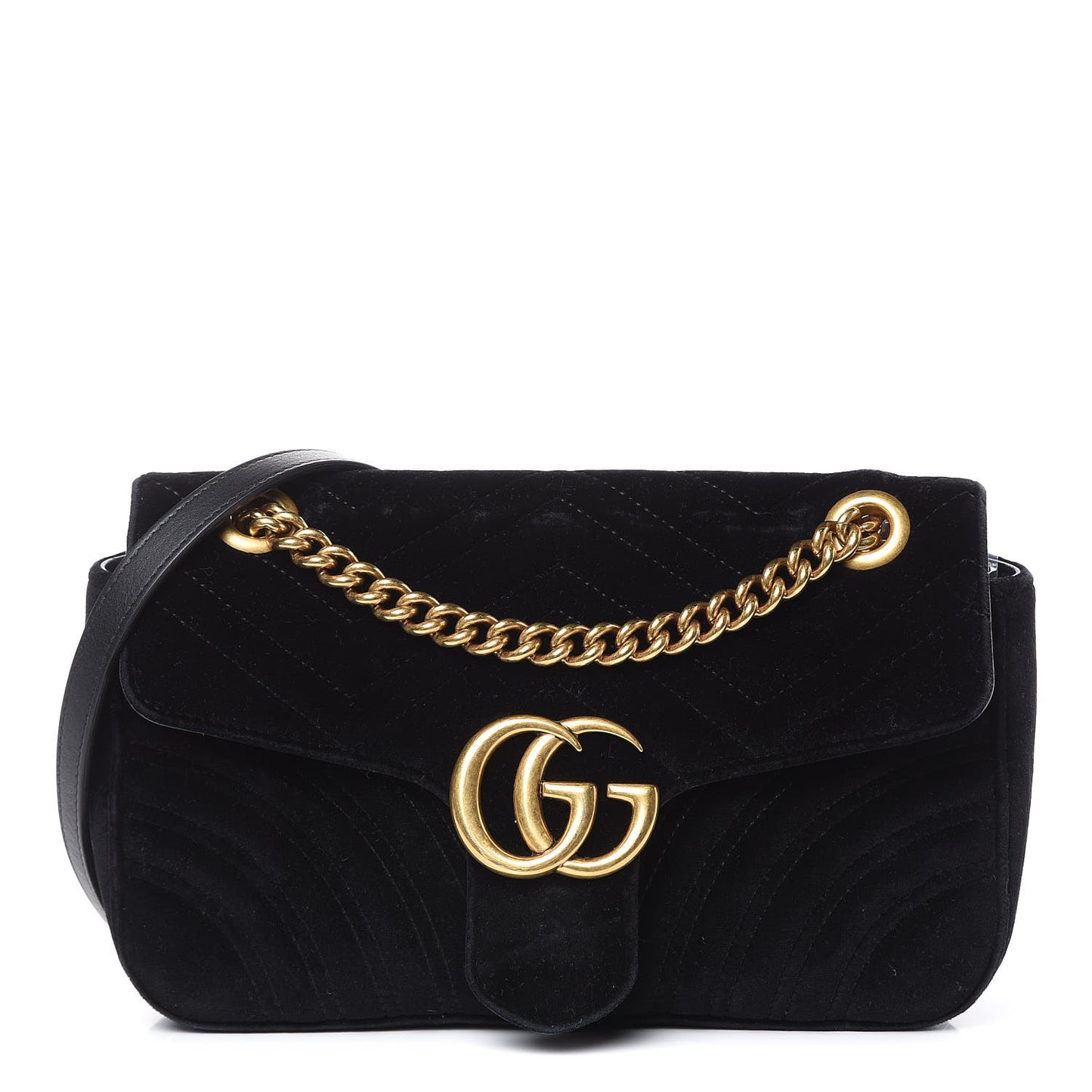 Velvet Matelasse Small GG Marmont Shoulder Bag Black