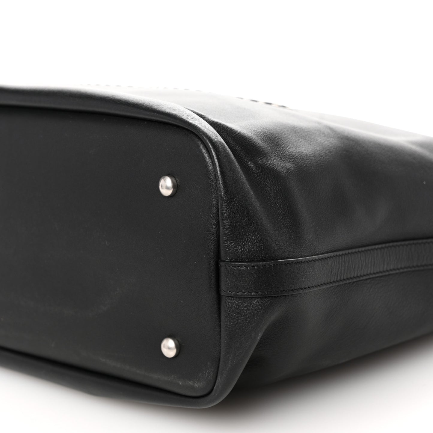 Calfskin Large Coco Eyelets Shopping Tote Black