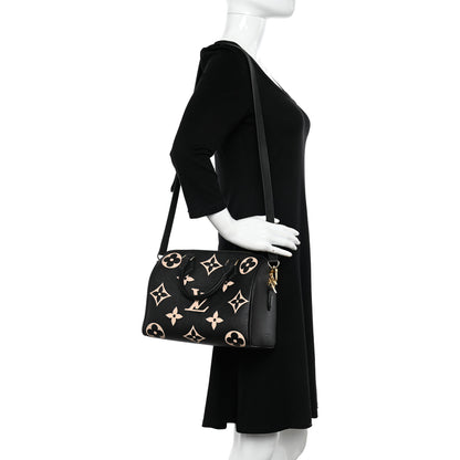 Louis Vuitton Empreinte Monogram Giant Speedy Bandouliere 25 Black Beige 2 of 10