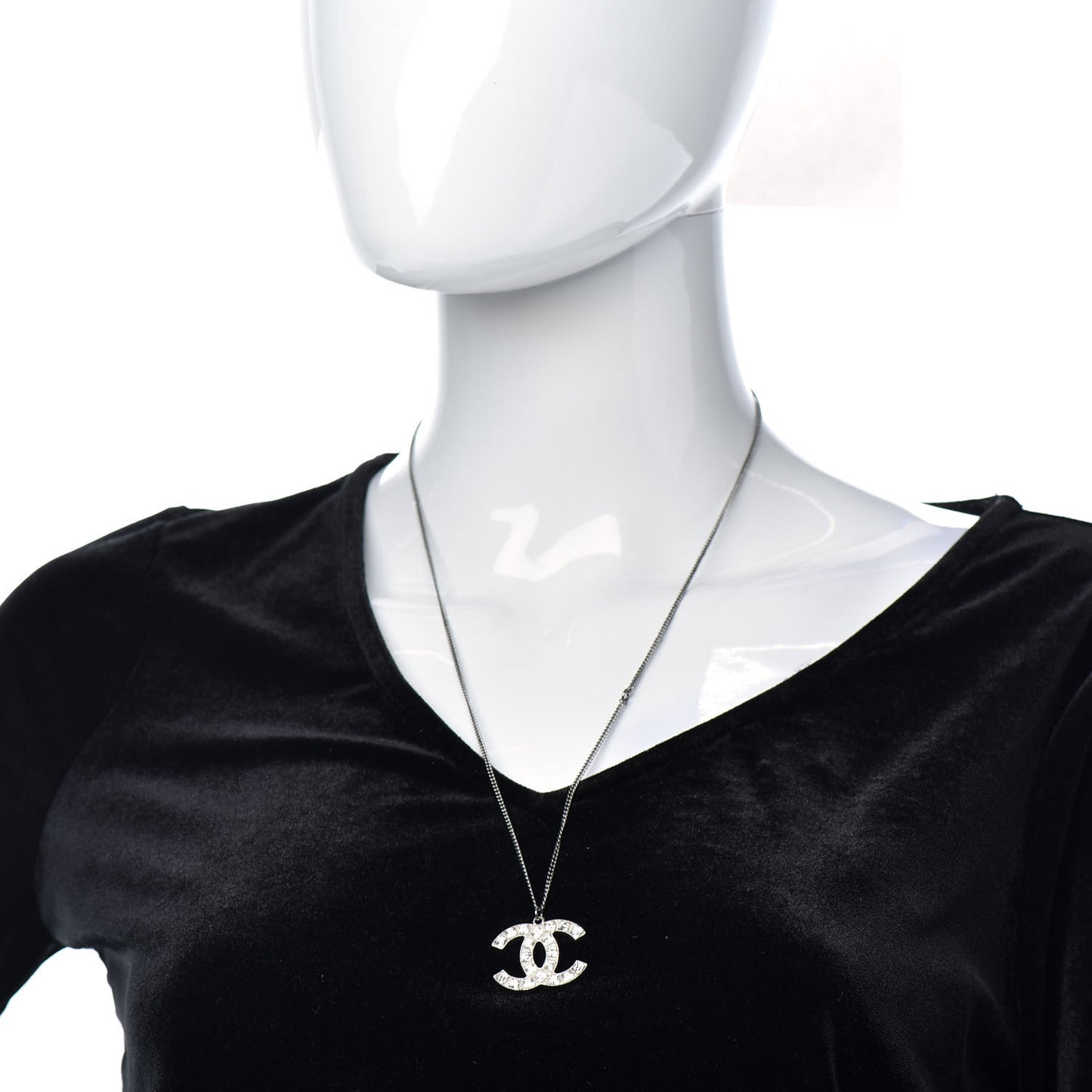 Baguette Crystal CC Necklace Silver
