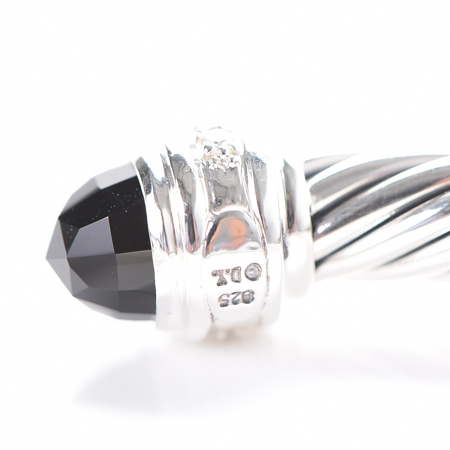 Sterling Silver Diamond Black Onyx 7mm Cable Classics Bracelet