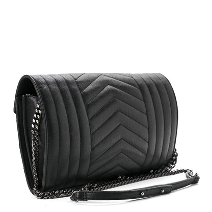 Saint Laurent Sheepskin Tri-Quilt Monogram Envelope Chain Wallet Black 3 of 8