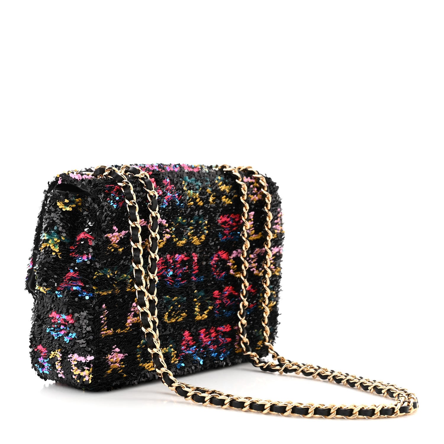Chanel Sequin Logo CC Small Single Flap Black Multicolor 3 of 11