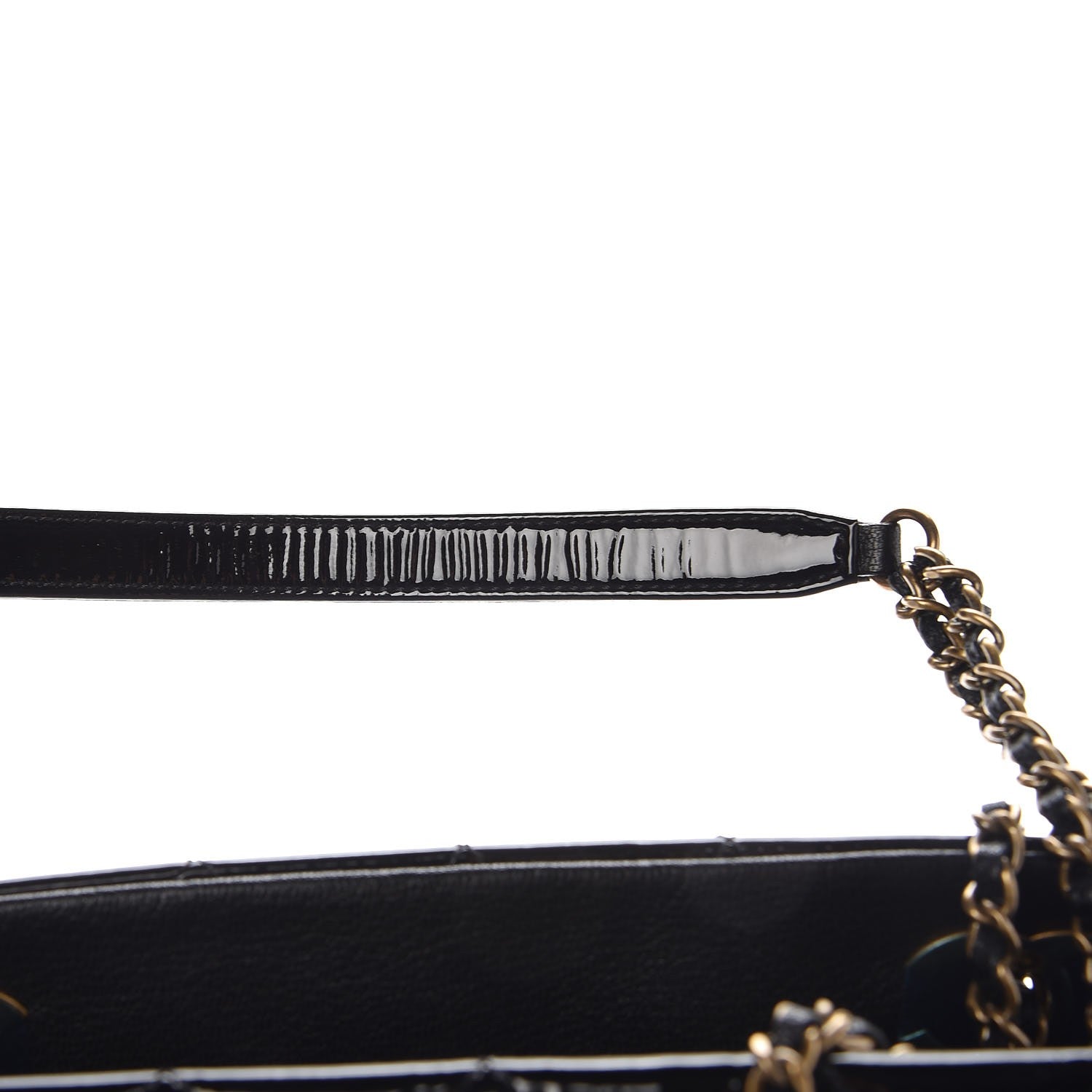 Chanel Patent Goatskin Quilted Small CC Eyelet Tote Black 10 of 11