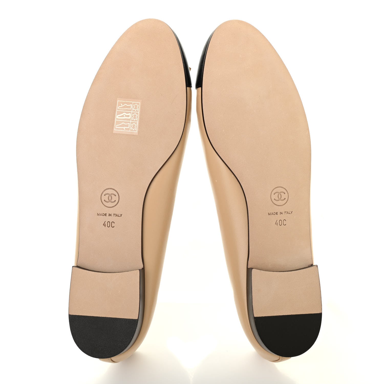 Chanel Lambskin Cap Toe CC Ballerina Flats 40 Beige Black 5 of 9