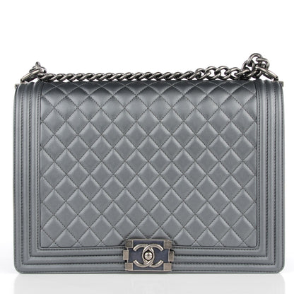 Chanel Metallic Calfskin Quilted Large Boy Flap Dark Silver 1 of 7