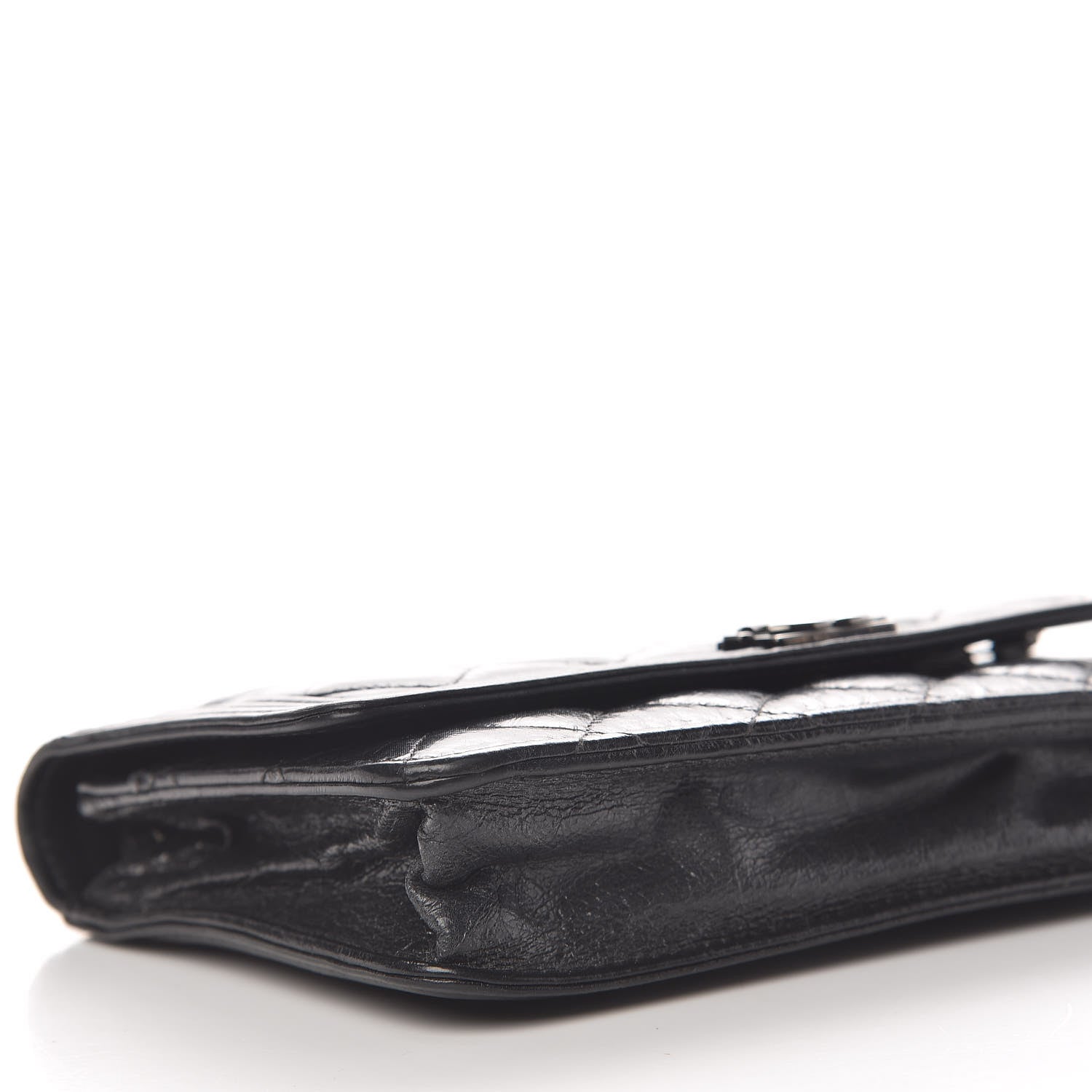 Chanel Shiny Aged Calfskin Quilted Boy Wallet On Chain WOC Black 9 of 19