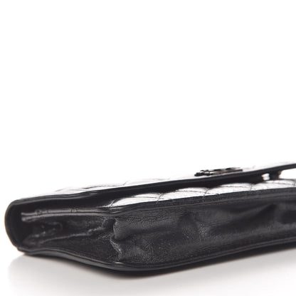 Chanel Shiny Aged Calfskin Quilted Boy Wallet On Chain WOC Black 9 of 19