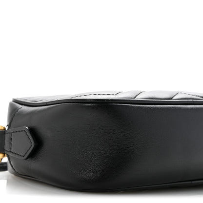 Gucci Calfskin Matelasse Mini GG Marmont Chain Shoulder Bag Black 9 of 14
