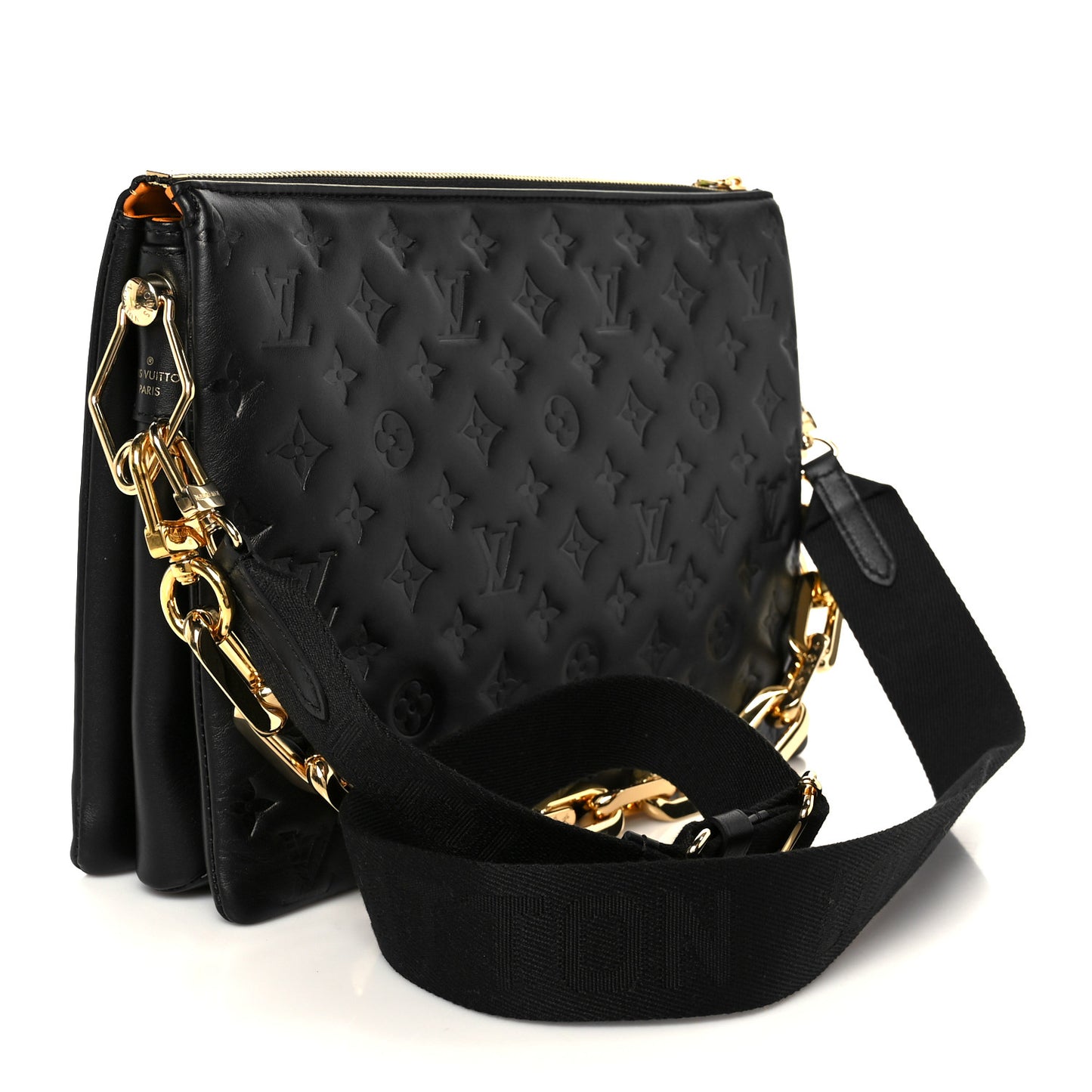 Lambskin Embossed Monogram Coussin Black