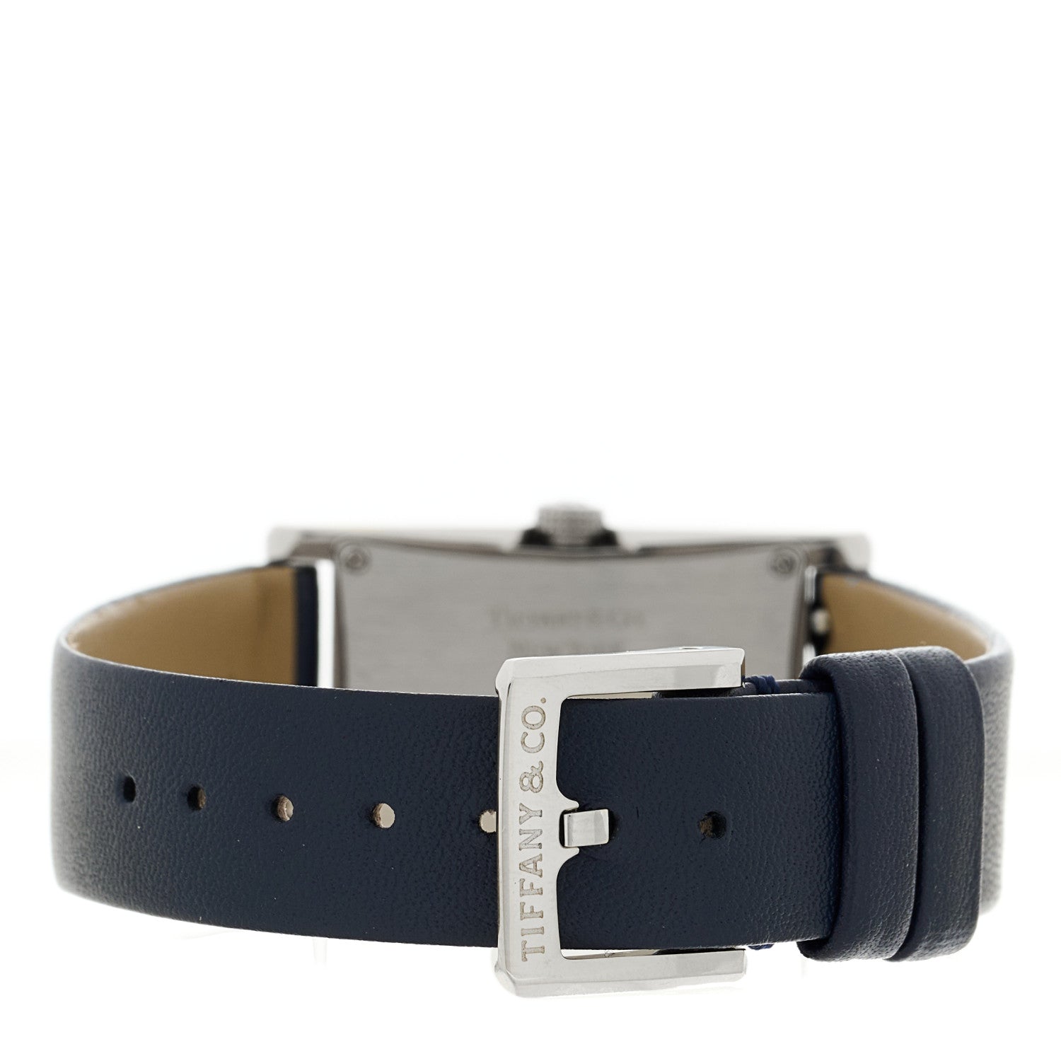 Tiffany Stainless Steel Calfskin 22mm East West Quartz Watch Blue 3 of 4