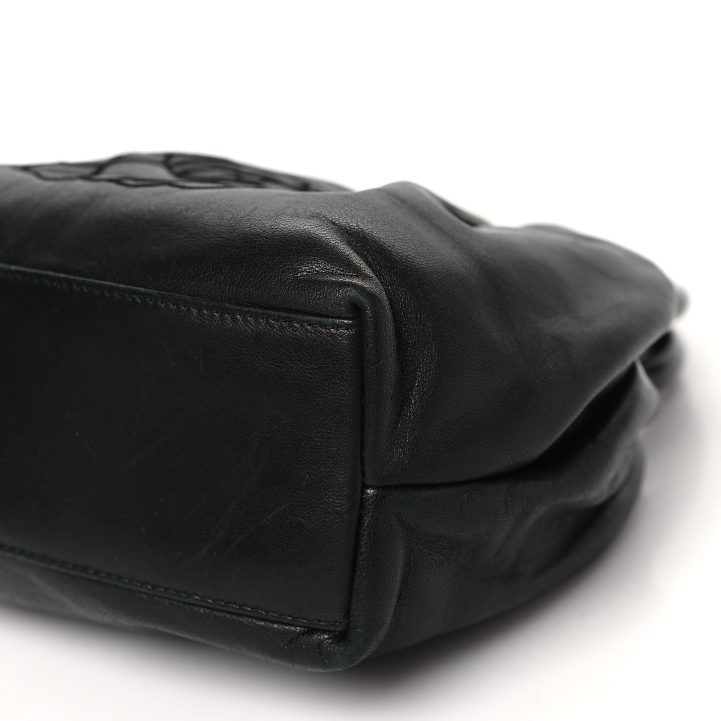 Lambskin Camelia Round Handle Mini Bag Black