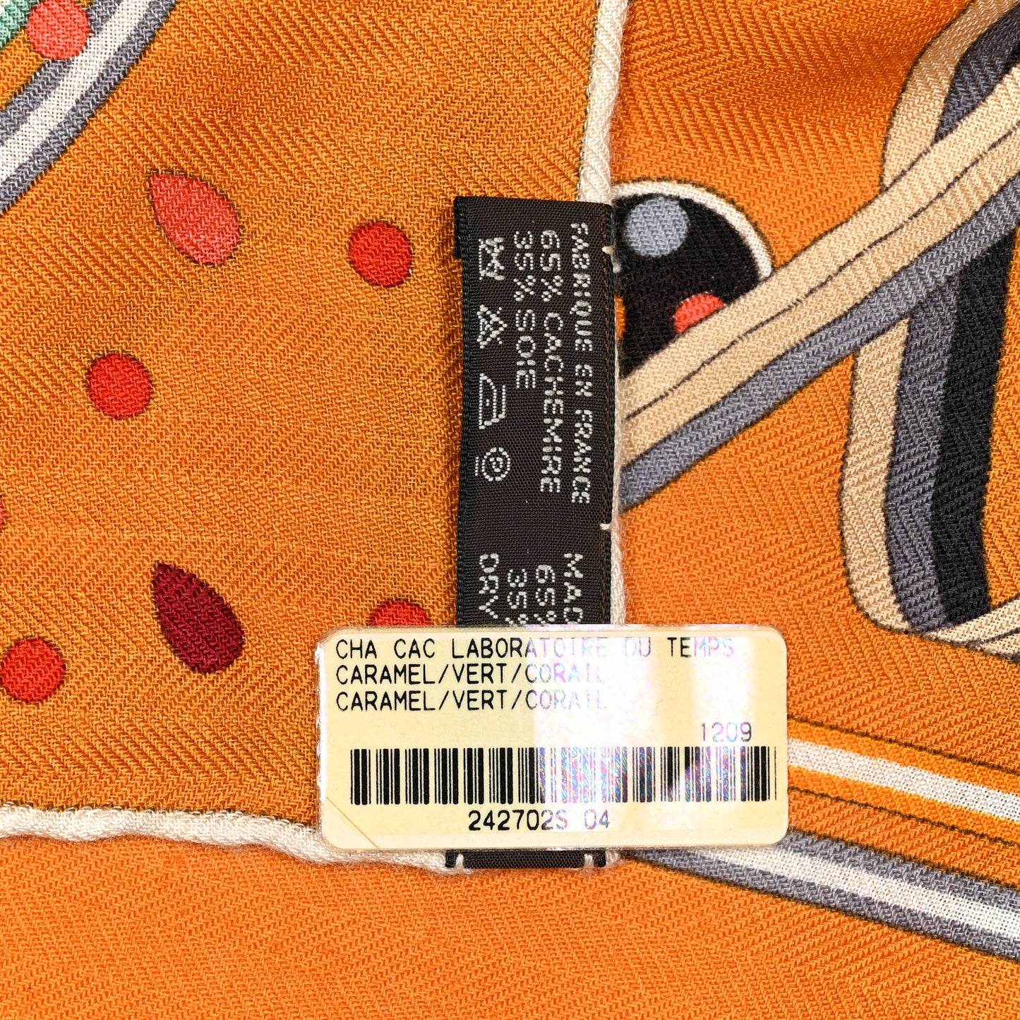 Cashmere Silk Le Laboratoire du Temps Shawl 140 Caramel Vert Corail