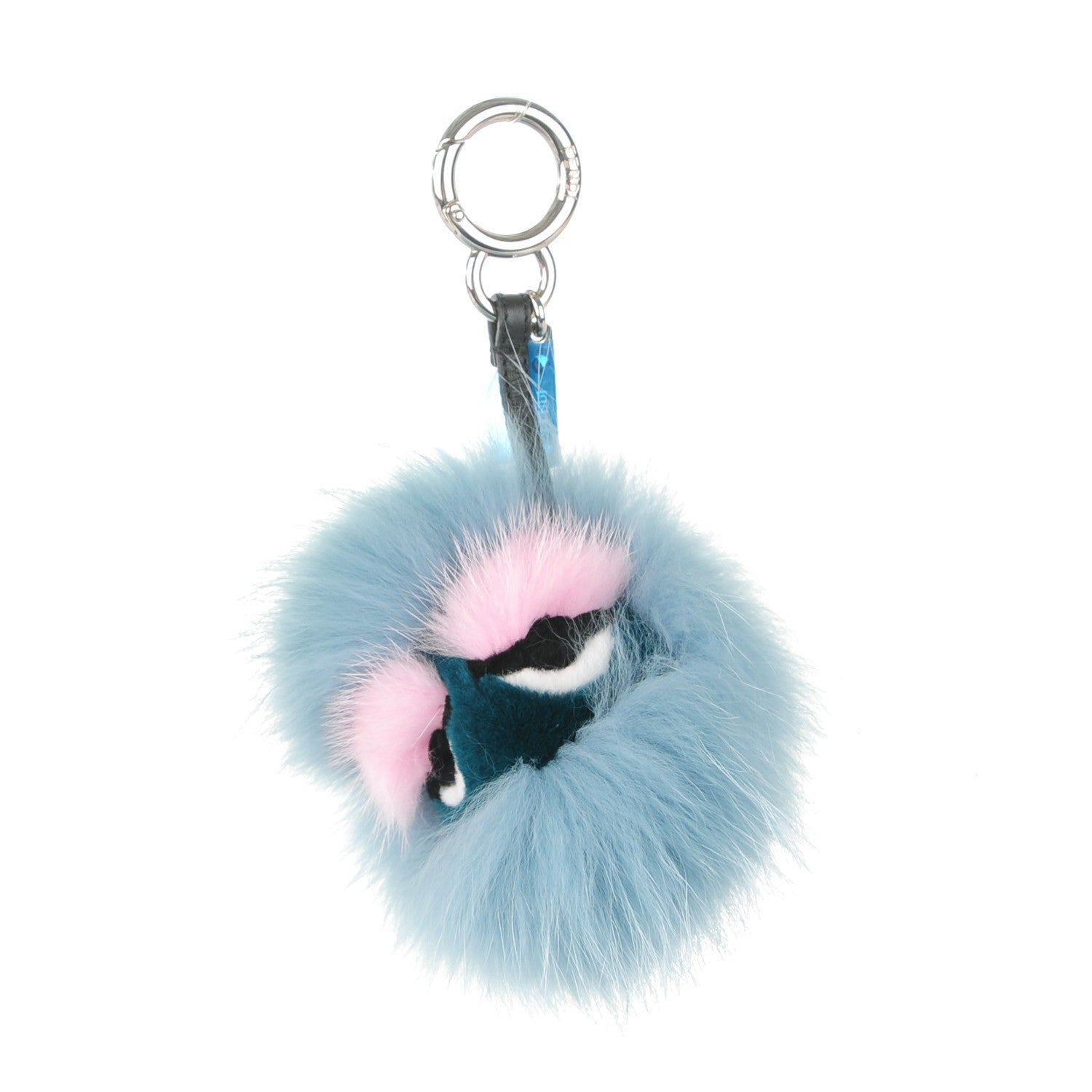Fendi Fox Mink Rabbit Fur Vitello Flamingo Mini Monster Bag Bug Charm Lagoon Black Multicolor 1 of 4