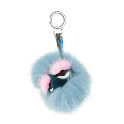 Fendi Fox Mink Rabbit Fur Vitello Flamingo Mini Monster Bag Bug Charm Lagoon Black Multicolor 1 of 4