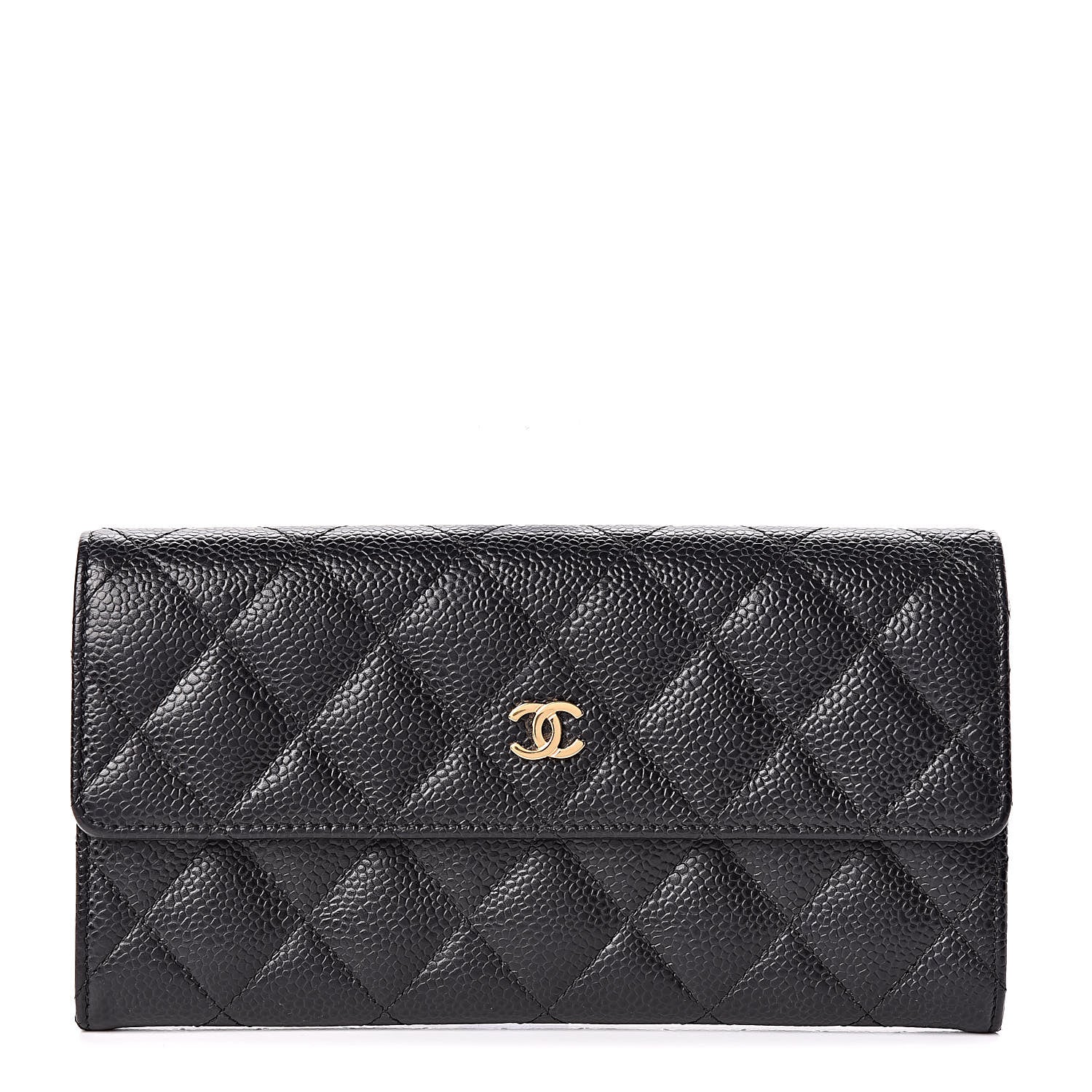 Chanel Caviar Quilted Large Gusset Flap Wallet Black 1 of 9