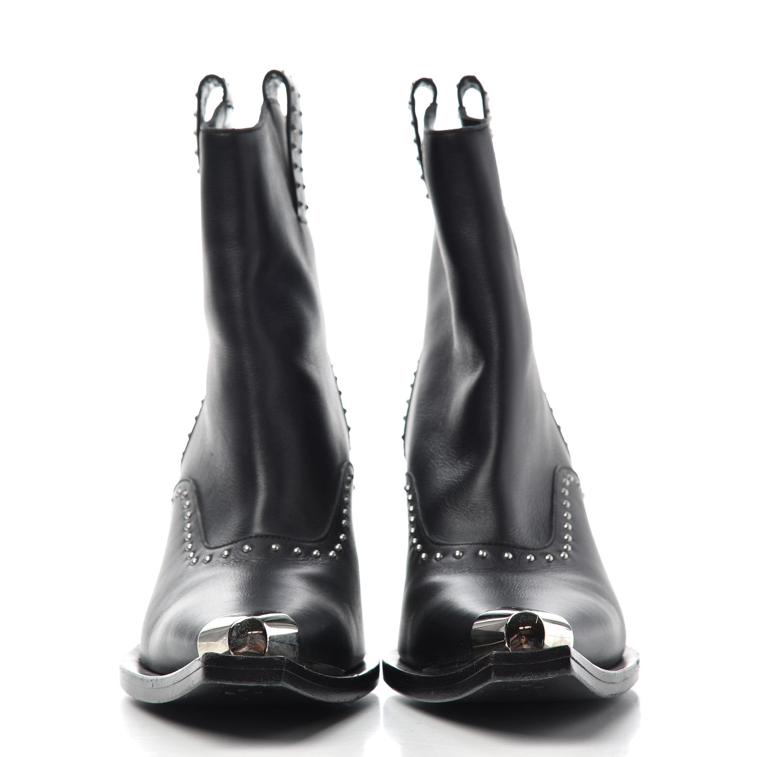 Givenchy Smooth Calfskin Studded Western Cap Toe Ankle Boots 38.5 Black 2 of 9