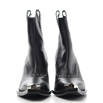 Givenchy Smooth Calfskin Studded Western Cap Toe Ankle Boots 38.5 Black 2 of 9