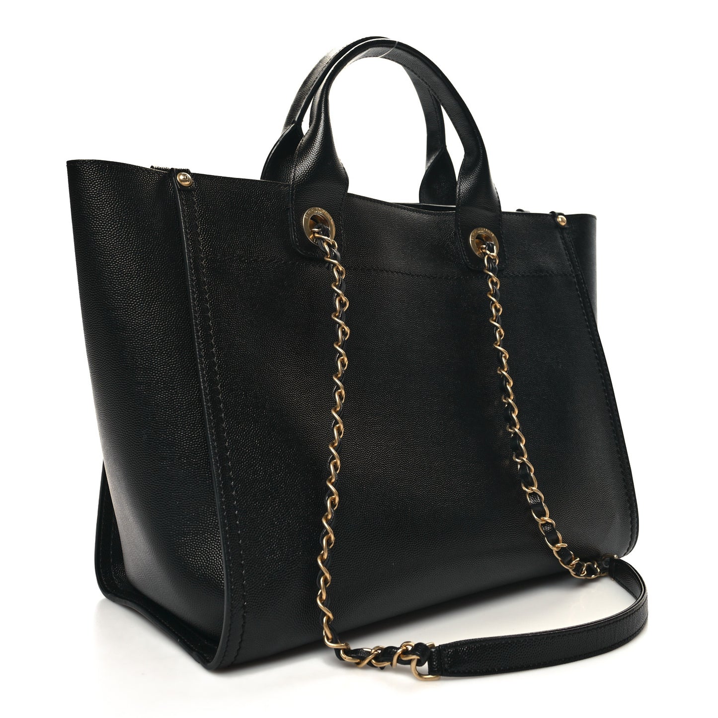Caviar Small Studded Deauville Tote Black