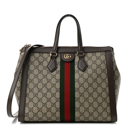 Gucci GG Supreme Monogram Web Medium Ophidia Tote Bag Brown 1 of 11