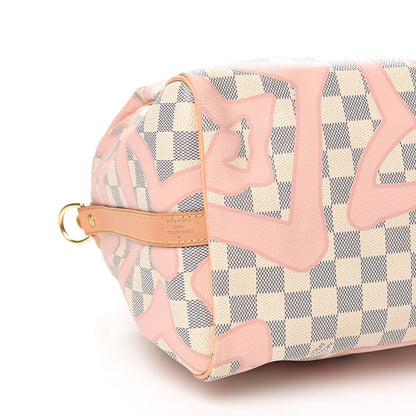 Louis Vuitton Damier Azur Tahitienne Speedy Bandouliere 30 Rose Ballerine 7 of 9