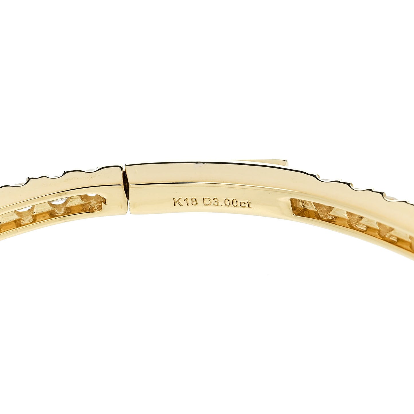 18K Yellow Gold Diamond 3.00ctw Pave Bangle Bracelet M
