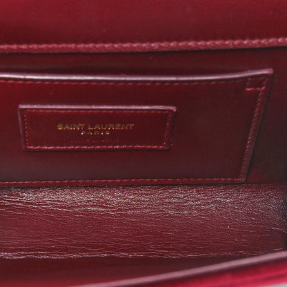 Saint Laurent Velvet Crystal Studded Monogram Small Kate Satchel Red 5 of 9