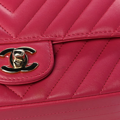 Chanel Lambskin Chevron Quilted Mini Rectangular Flap Dark Pink 11 of 15