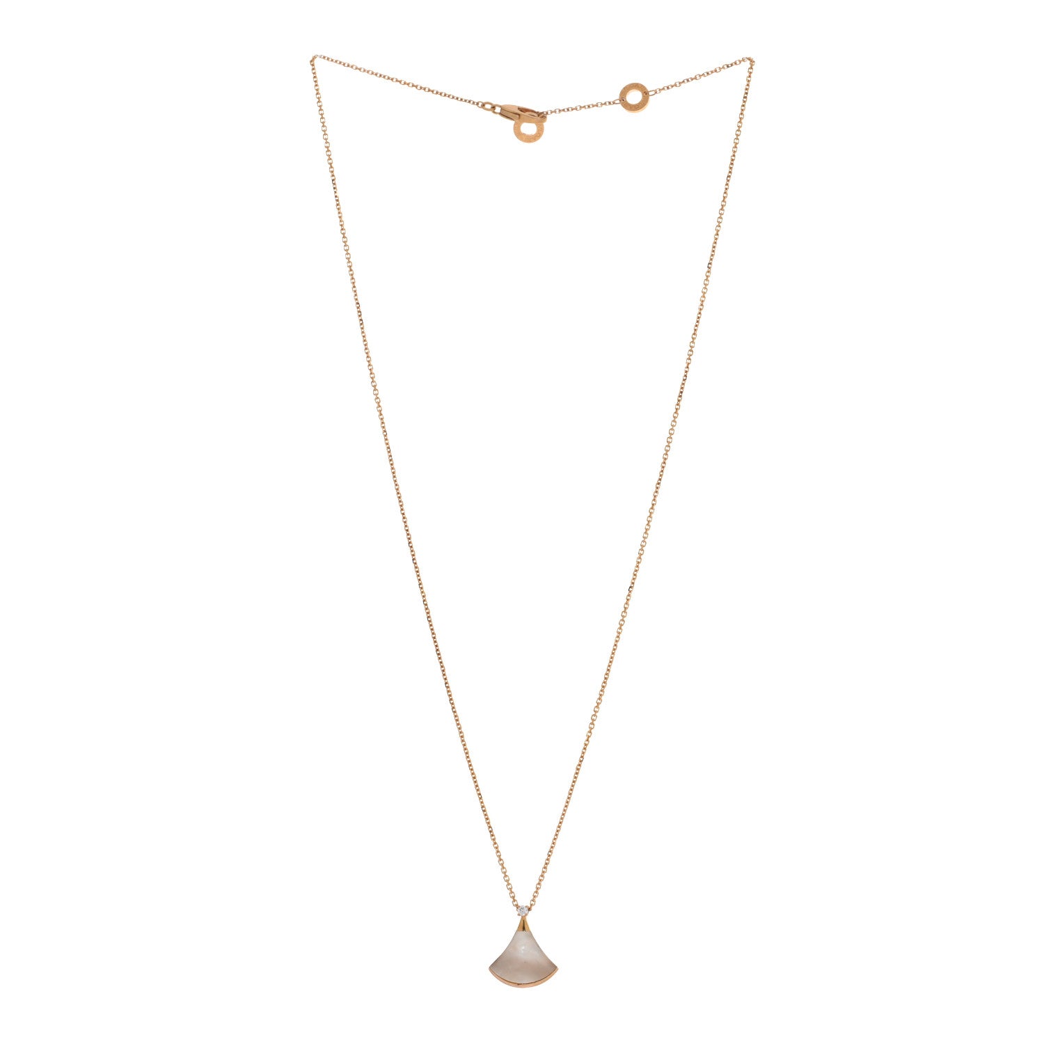 Bulgari 18K Yellow Gold Diamond Mother of Pearl Small Divas' Dream Pendant Necklace 3 of 4