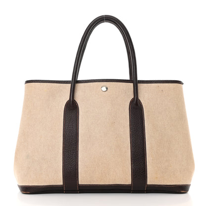 Hermes Buffle Skipper Toile Garden Party 36 MM Tote Marron Fonce 1 of 20