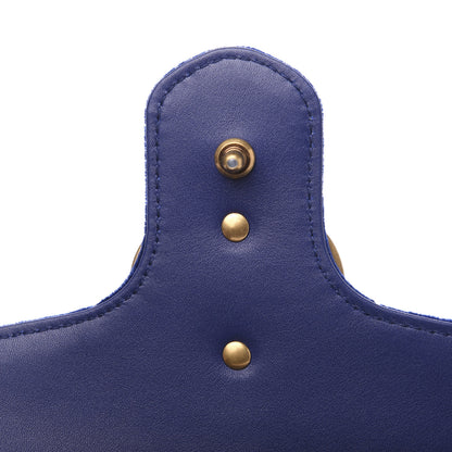Gucci Velvet Matelasse Deer Embroidered Small GG Marmont Shoulder Bag Cobalt 9 of 10