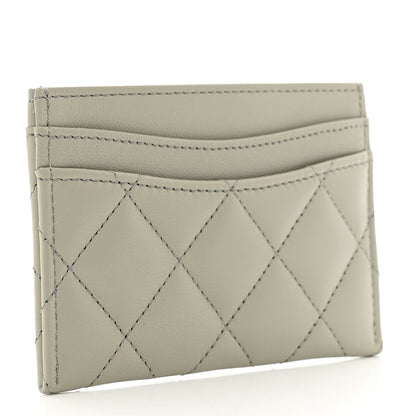 Chanel Lambskin Quilted Card Holder Grey 3 of 9