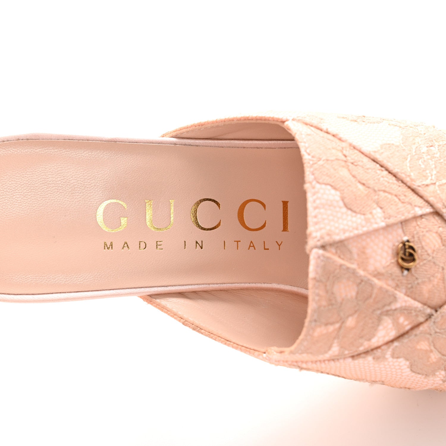 Gucci Satin Lace Rose Flower Shawana High Heel Slide Sandals 36.5 Spring Rose Pale Rose 7 of 12