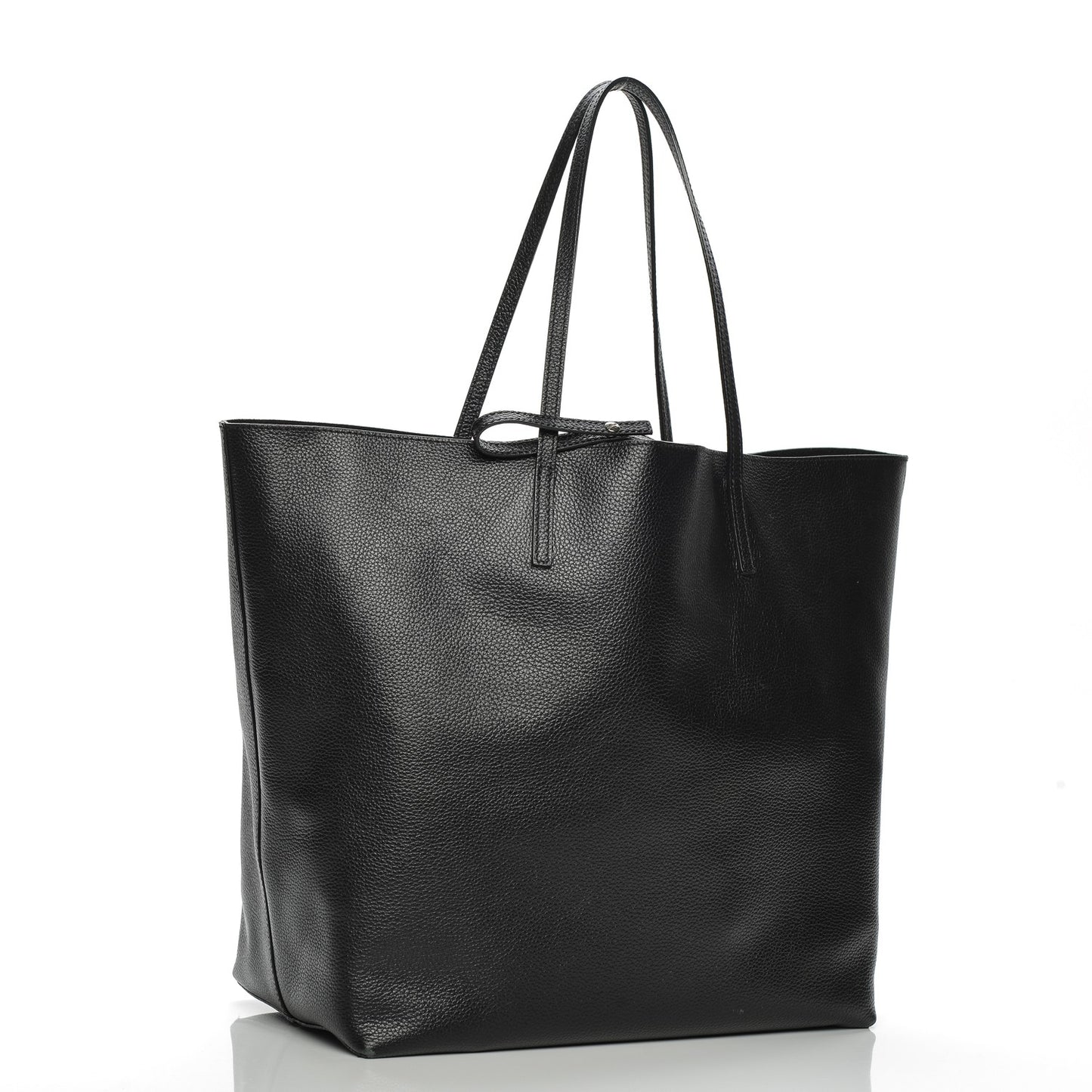 Grained Calfskin Skull Open Shopper Tote Black
