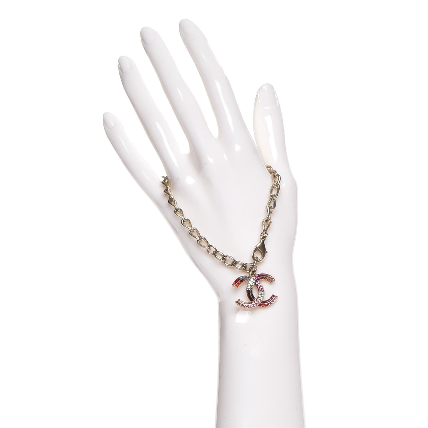 Chanel Crystal CC Bracelet Gold Fuchsia Purple 2 of 5
