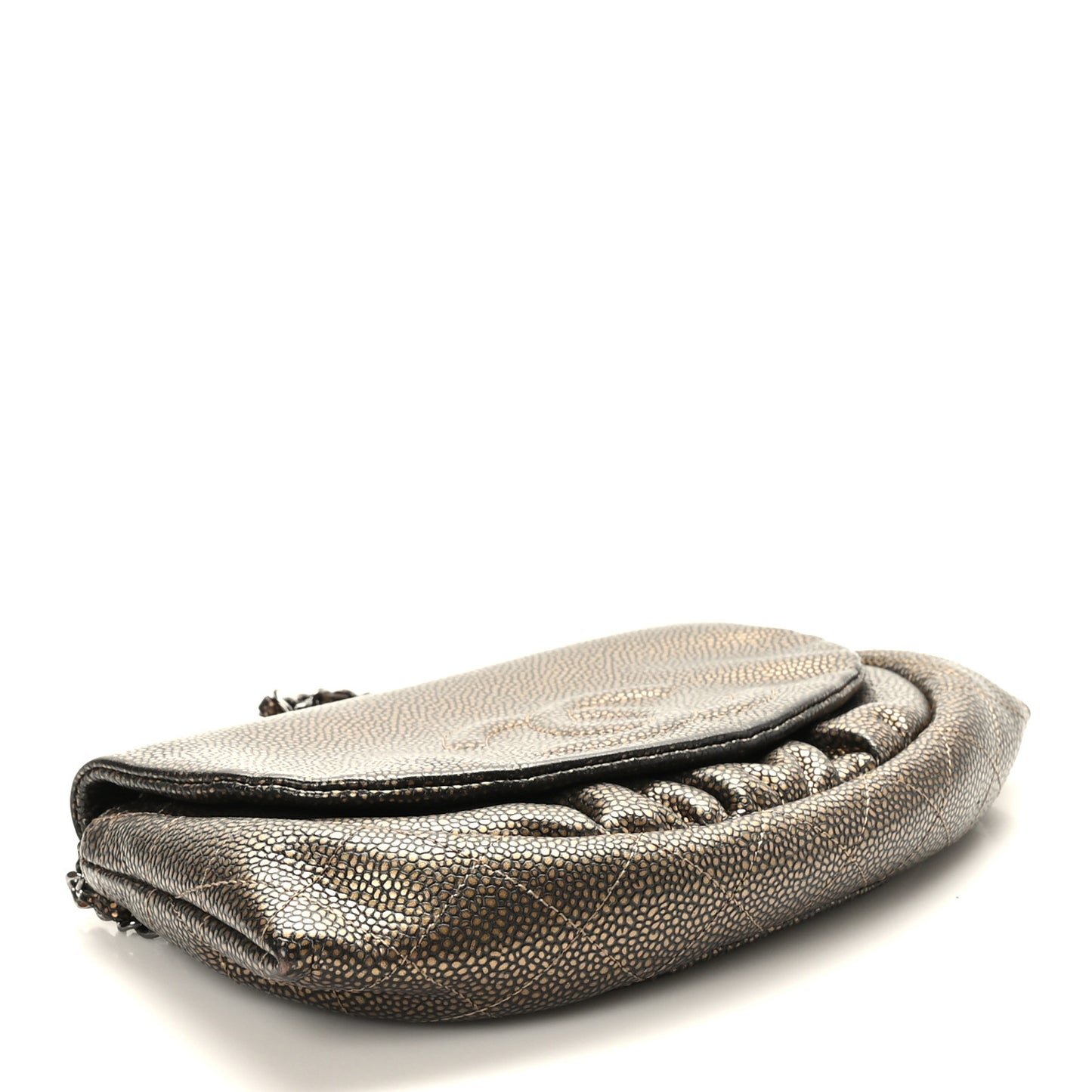 Metallic Caviar Half Moon Wallet On Chain WOC Bronze