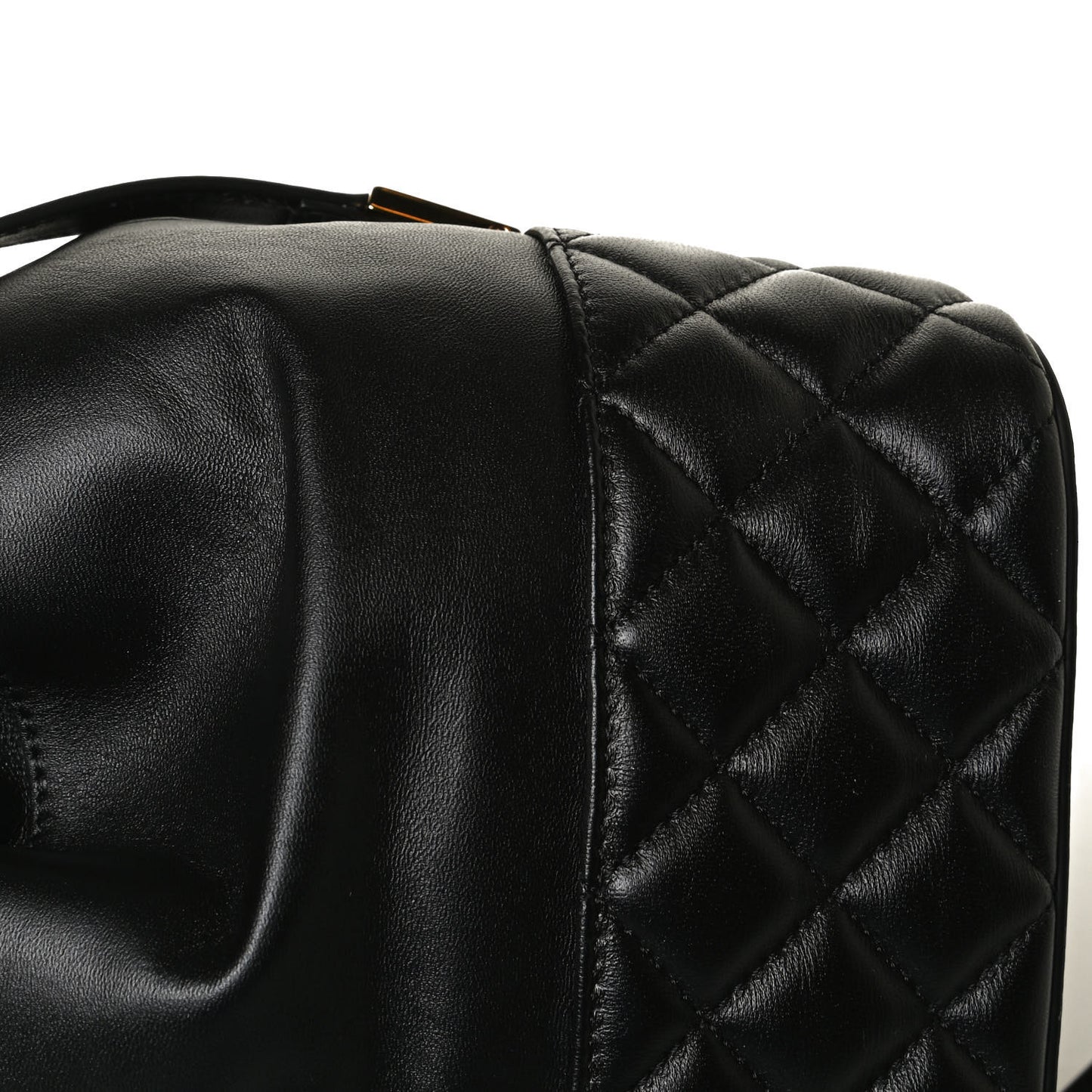 Nappa Quilted Medusa Bucket Bag Black